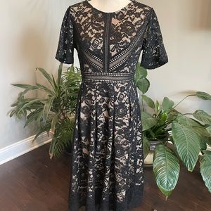 NWT Black lace midi dress